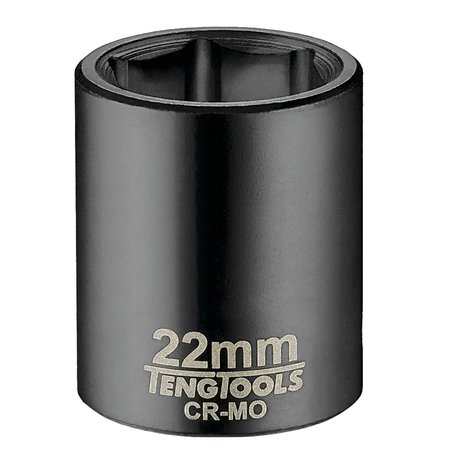 TENG TOOLS 22MM 1/2 Inch Drive ANSI 6 Point Metric Shallow Chrome Molybdenum Impact Socket 920522AN
